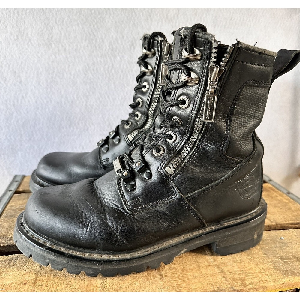 Milwaukee Motorcycle Grunge Hipster Boots Black Leather Riding Women's 7.5